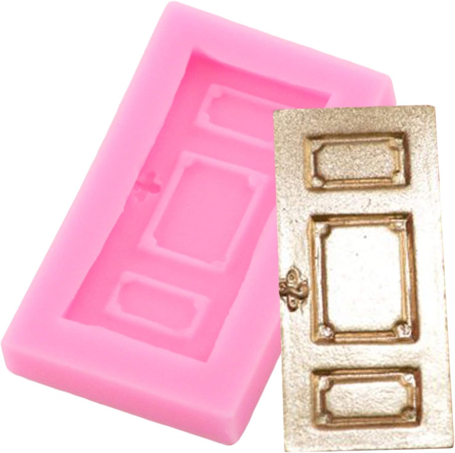 3D Window Door House Silicone Mold for DIY Fondant Mold Chocolate Handmade Ice Cream Crystal Gum Paste Pudding Jelly Shots Candy Cupcake Cake Topper Decoration Ice Cube Desserts Soap Mould