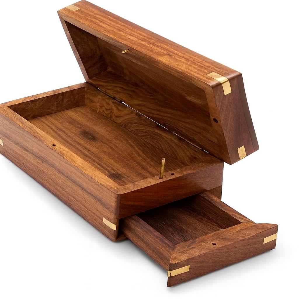 TOSQP27 Secret Enigma Brainteaser Puzzle Box Case Holder with Hidden Compartment Wooden Unique Brain Teaser Box for Gift Money Conceal Cash - Christmas Santa Gift