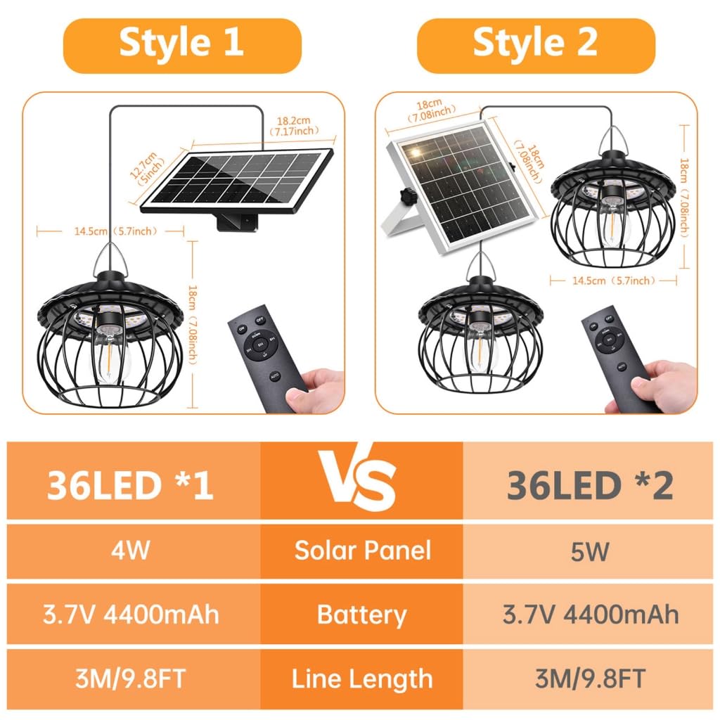 Lampada solare a sospensione con pannello separato per ingresso anteriore e casa