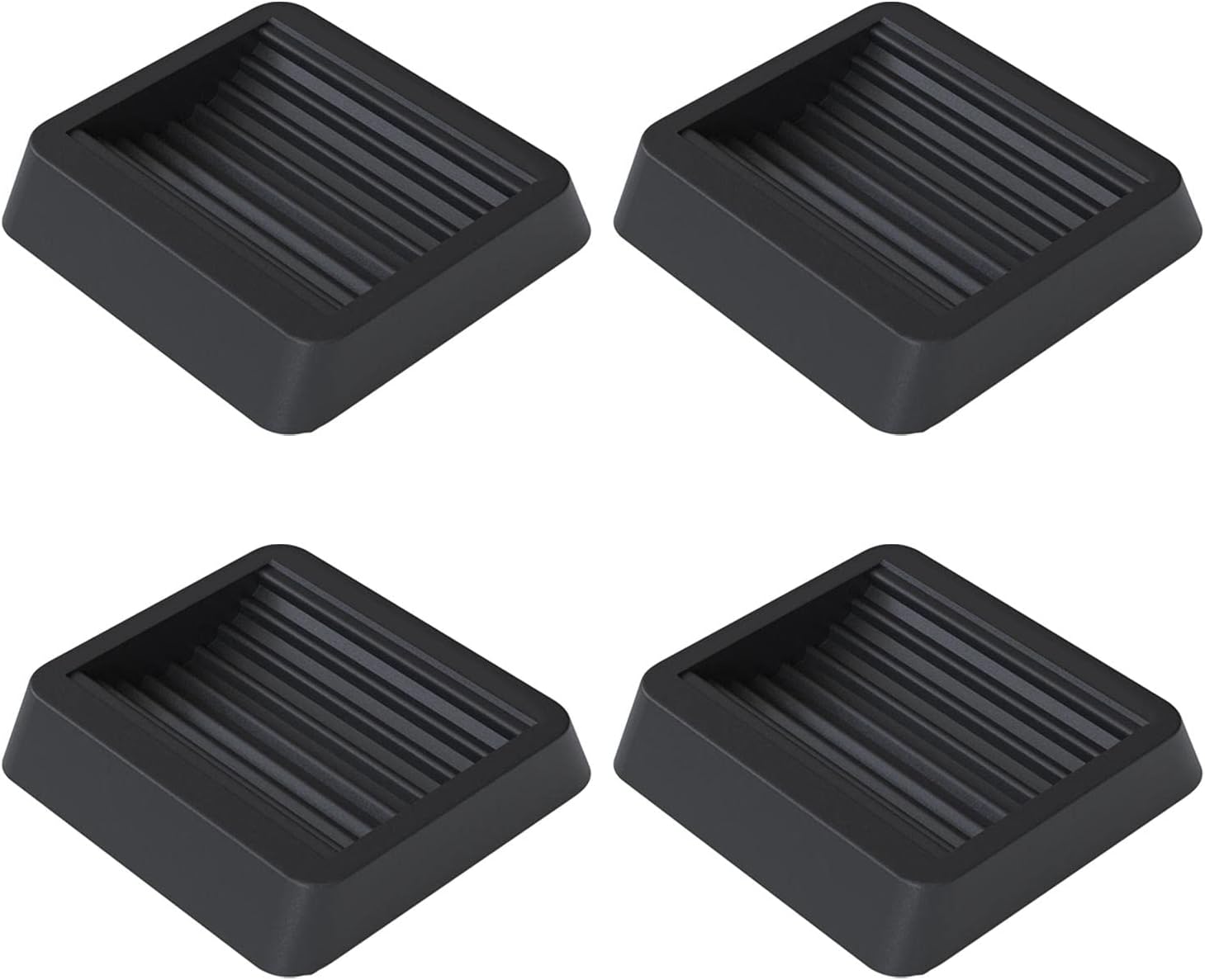 Square Rubber Bed Stoppers & Furniture Cups Anti Scratch Floor Protector Non Slip Furniture Caster Cups for Carpet Chair Hard Floors Bed, 4 Pieces