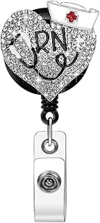 Soleebee Nurse Badge Reel - 24'' Retractable ID Holder With Swivel Alligator Clip, Bling Rhinestone for Doctors, Teachers, Students - Stethoscope Compatible (White, 2 Pack)