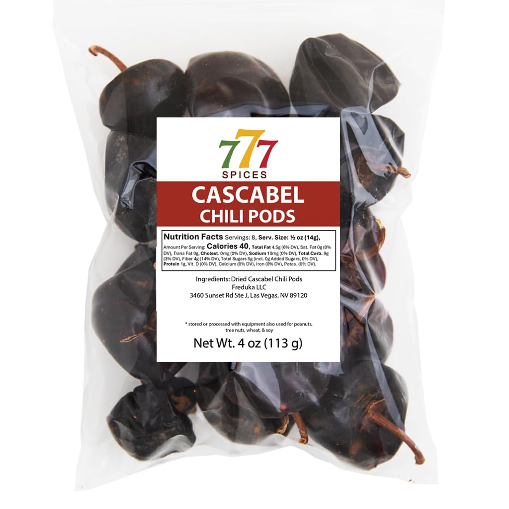 4oz Cascabel Dried Whole Chile Seco Peppers, Chili Pods for Authentic Mexican Food, Heat-Sealed Resealable Bag by 777Spices