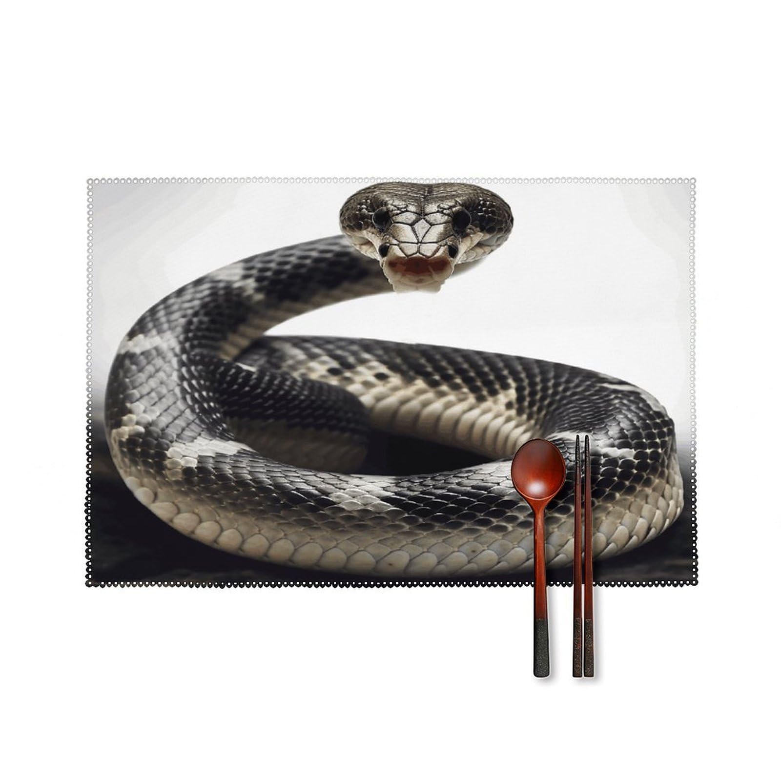 Cobra Snake Placemats Set of 4 Canvas Washable Cloth Place Mats Wipeable Heat Resistant Table Mats Elegant Cloth Placemat for Kitchen Dinning Party Table Decor 12" X 18"