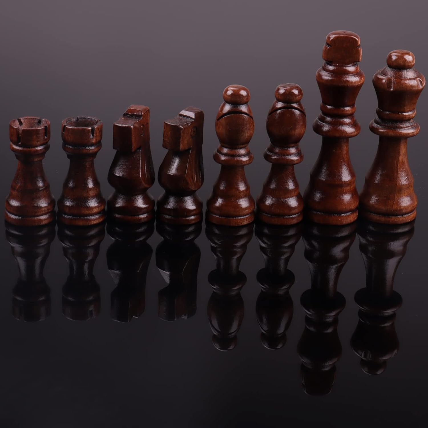 ziphia Wooden Chess Pieces Only, 32 Pieses Standard Tournamen Staunton Wood Chessmen - 3.05 Inch King / Storage Bag / Gift Package Replacement of Missing Piece