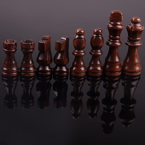 Miniatura 3 de ziphia Piezas de ajedrez de madera solamente, 32 piezas estándar de ajedrez de madera de Staunton Tournamen - 3.05 pulgadas King / bolsa de
