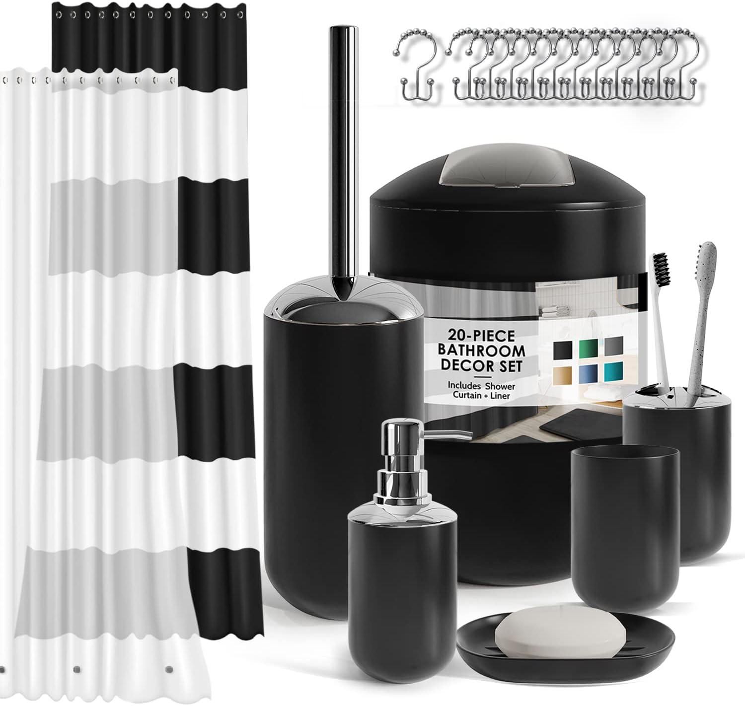 Amazon.com: Kids Zone Home Linen Bathroom Collection Black 16pc ...