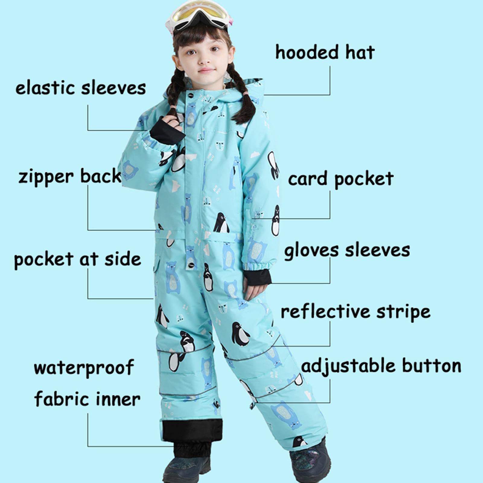 Tute da Neve per I Piccoli,Vestito da Neve Un Pezzo di Cartone animato | Ragazzi Ragazze Abbigliamento Da Sci Tute Invernali Impermeabile Snowboard Outdoor Attrezzature