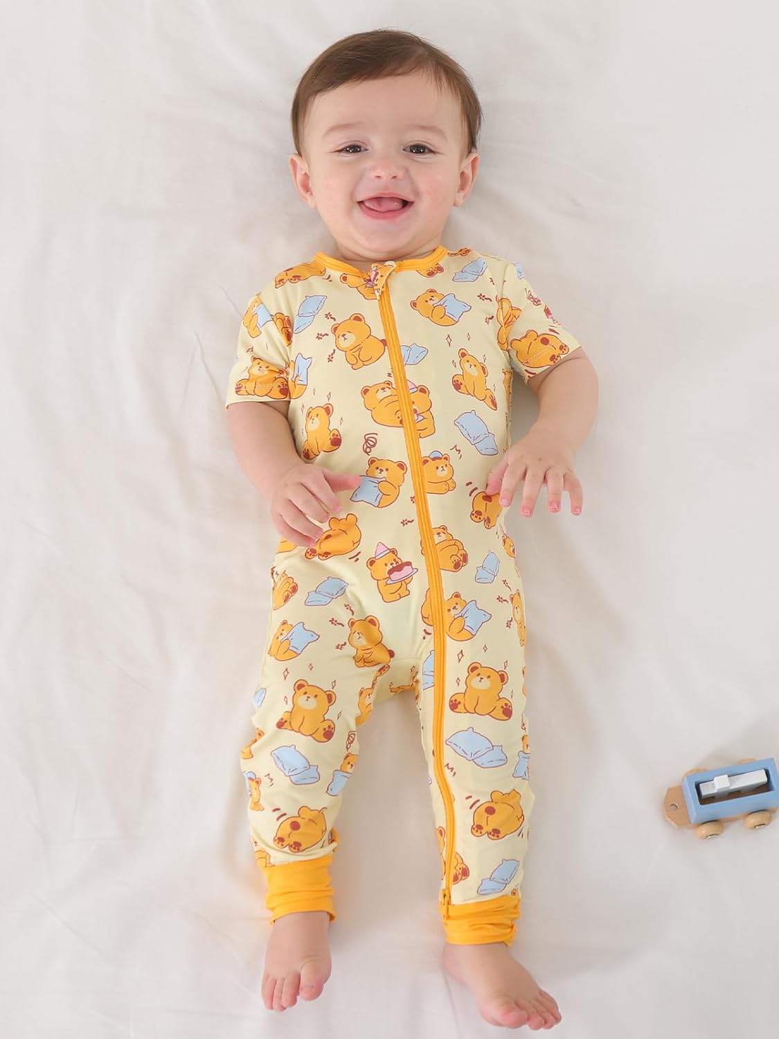 GUISBY Baby Footless Romper, Short Sleeve Zipper Pajamas for Baby Boys & Baby Girls Newborn-2T - Image 5