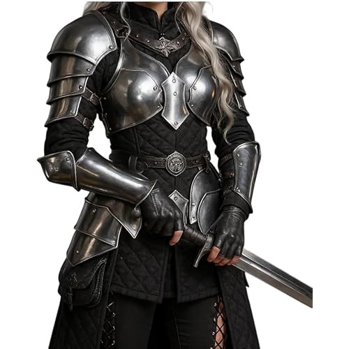 Medieval Knight Brave Lady Armor Pauldron Set Gorget Arm Bracers With Tasset-Female Armor Breastplate-Perfect For Renaissance, LARP, Cosplay, Fantasy & Ren-fair Halloween Party Costume Gift For Women