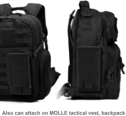 Miniatura 7 de UrvoixTM Bolsa Army Camo Molle negra para funda para celular tamaño L para llevar en el cinturón