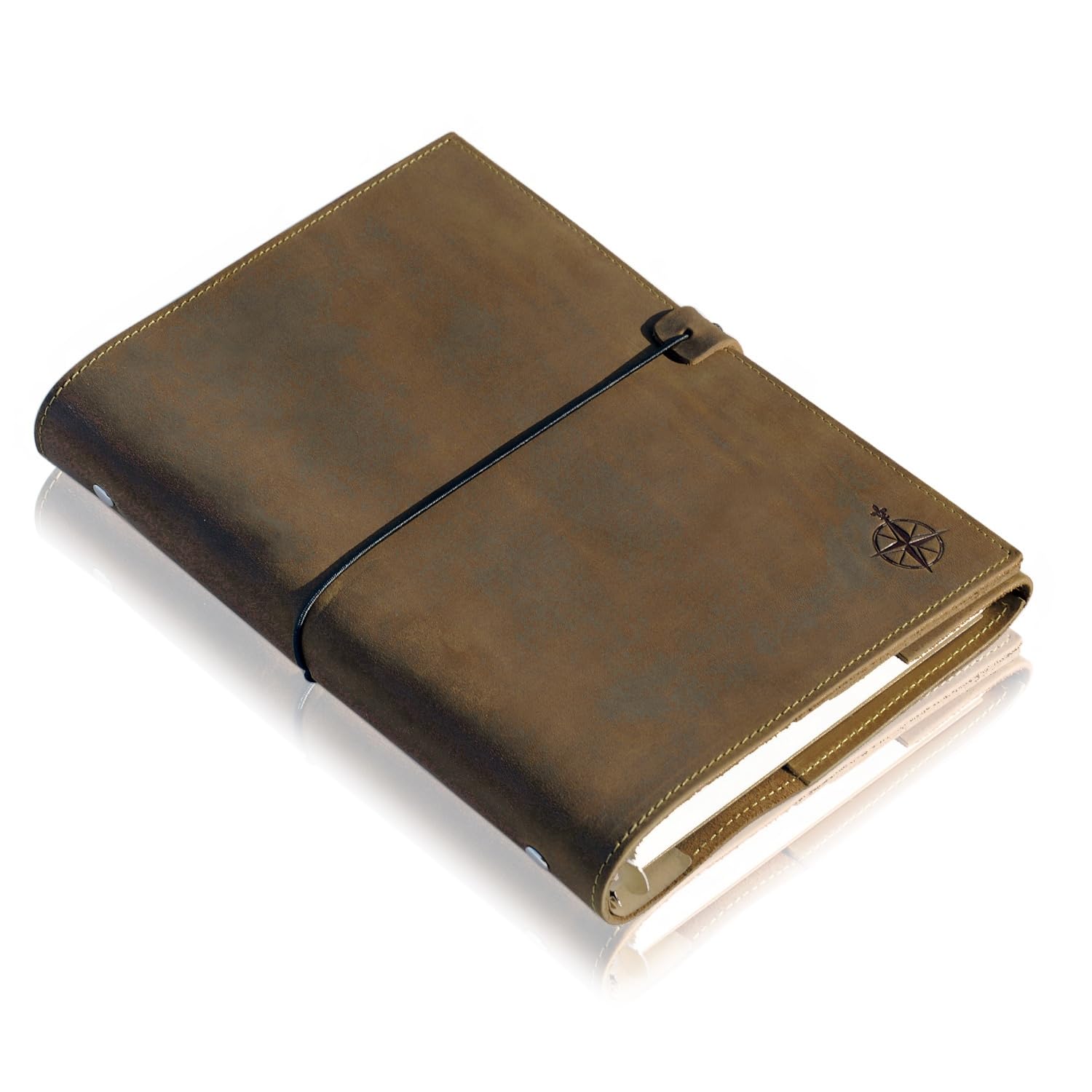 Wanderings Organizer A5 in Pelle Raccoglitore 6 Anelli - Diario Ricaricabile con Tasche Interne - Pelle Vera Artigianale Compatibile Filofax - Calendario Settimanale Mensile 2026/27-15cm x 22cm