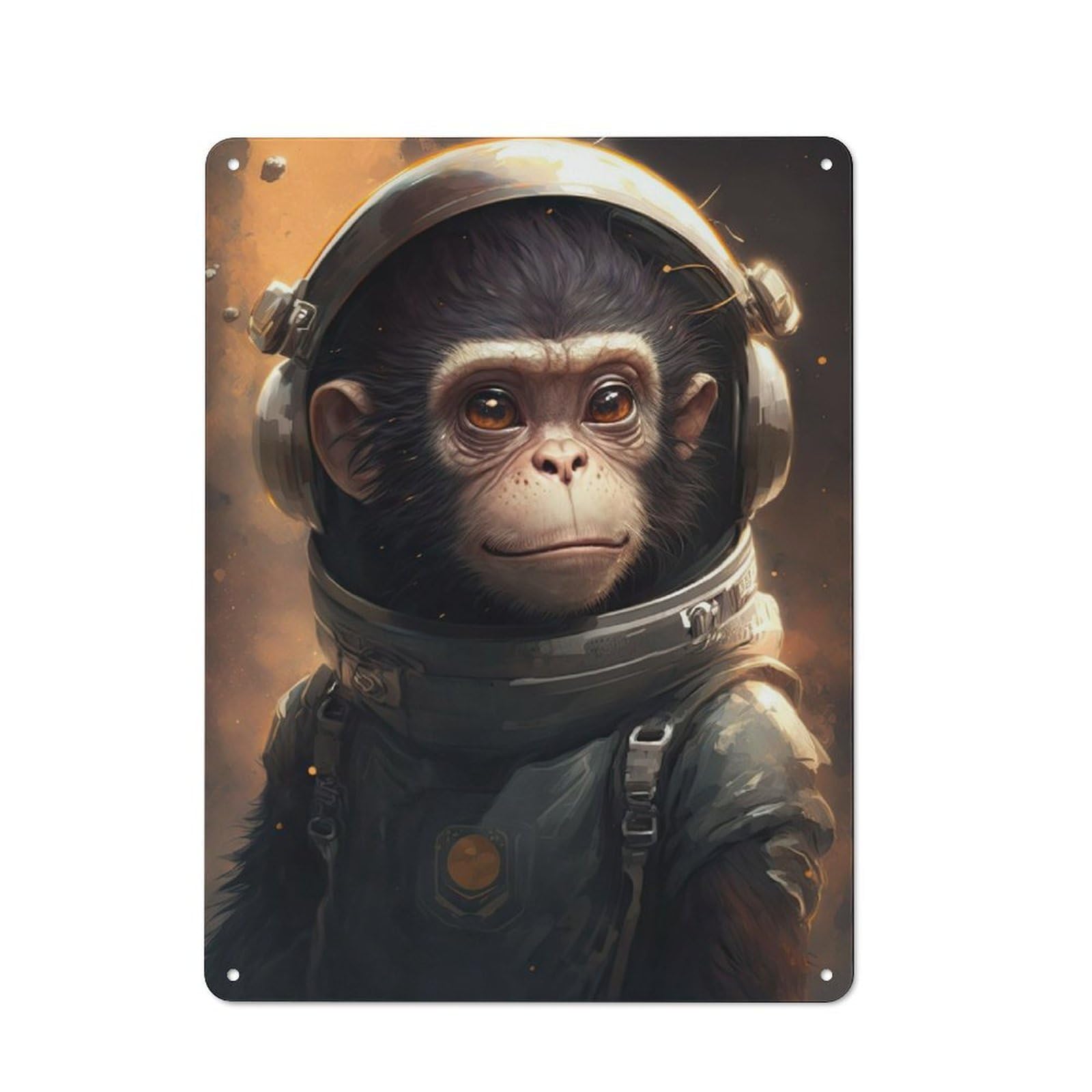 Junmoney Astronaut Space Monkey Simple Retro Tin Sign 40X30cm Featuring Studio Wall Plaque For Office, Study, Studio Or Hallway