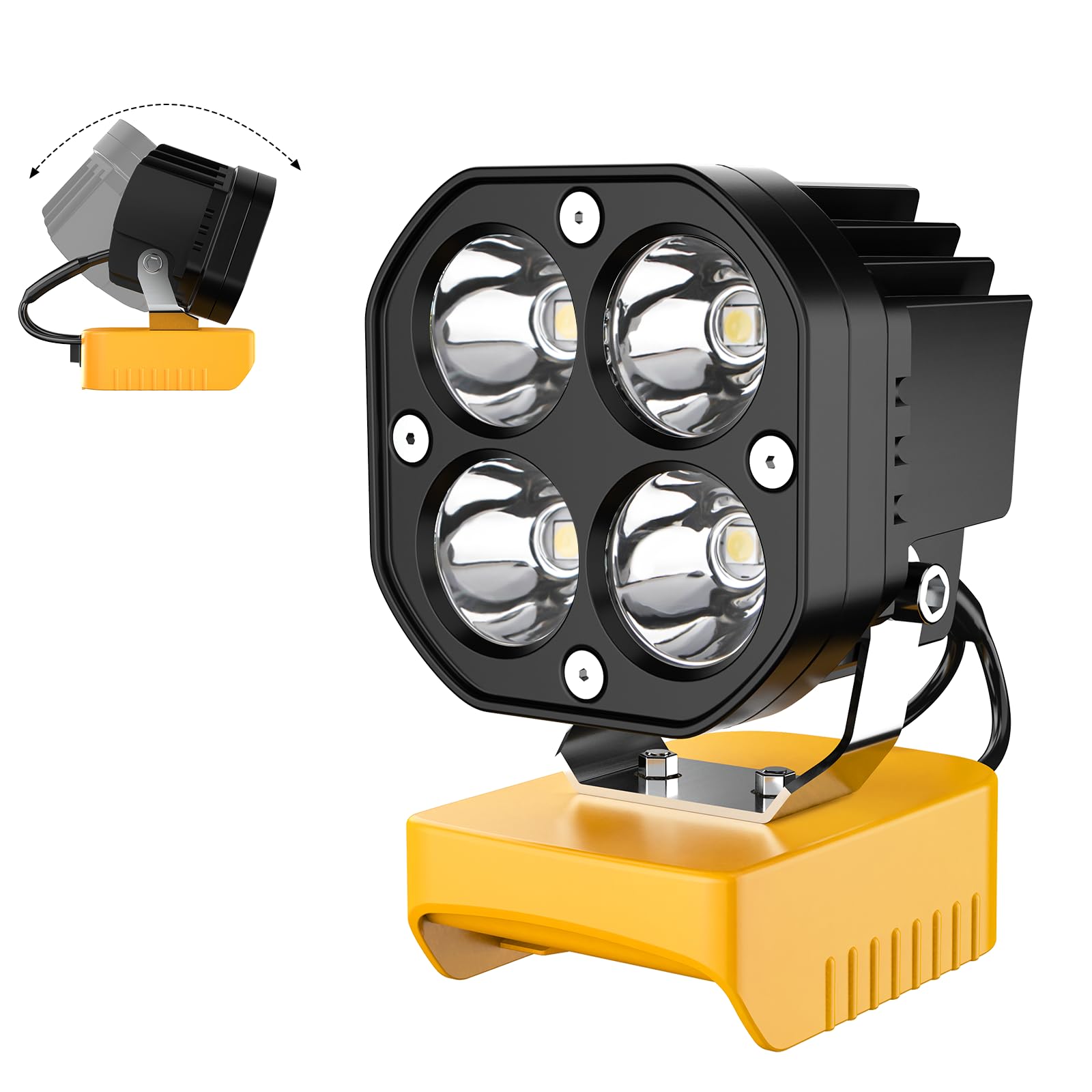 LED Work Light Compatible with Dewalt 20V Battery, 40W 6000LM Flashlight, 20V Battery Cordless Work Light 120°Adjustable with Low Voltage Protection for Outdoors and Job Site Lighting