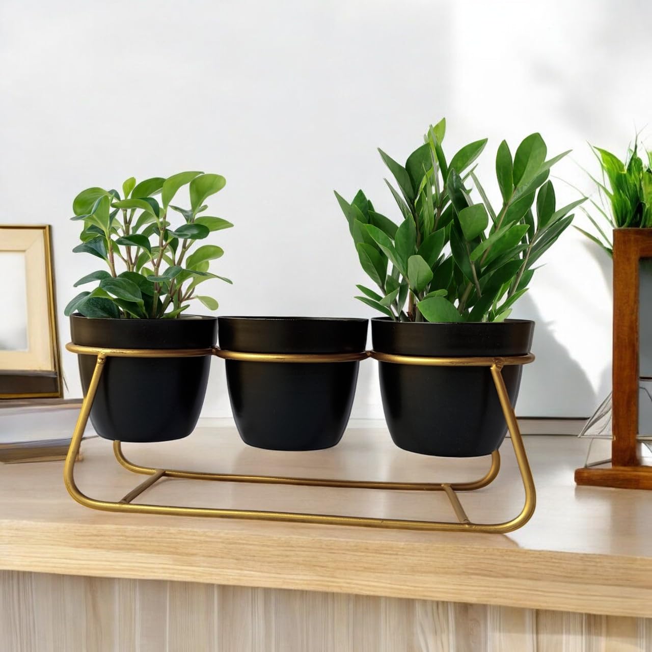 ecofynd Elis White Planter Pot & Stand - Modern Garden Decor -13