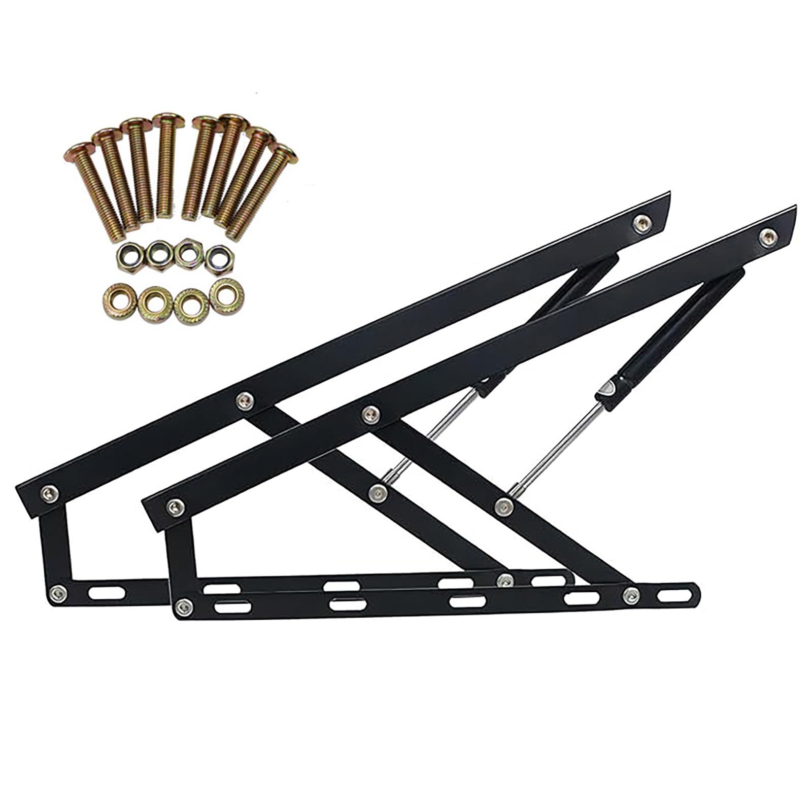 Gdhkddfl Black Hydraulic Support Rods For Furniture Cabinet Doors 2Pcs Heavy Duty Gas Spring Hinges For Bed Boxes, Sofa Folding Hinge, Box(,1500Mm)