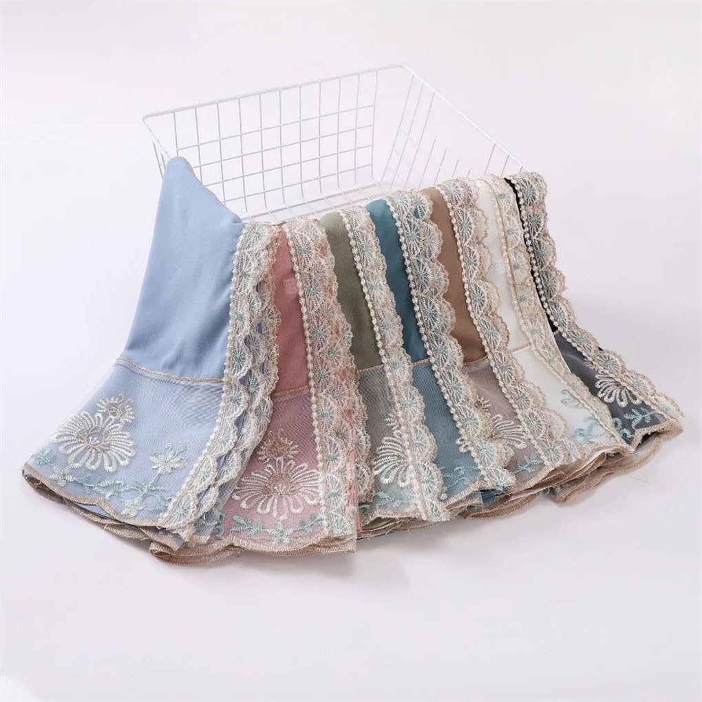Bufanda de gasa de 70 x 175 cm, chal largo con encaje bordado floral para mujeres musulmanas musulmanas