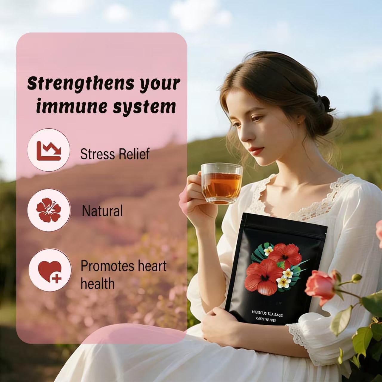 Sachets de thé d'hibiscus naturel bio