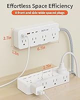 Vista 5 de Power Strip Surge Protector, 5FT Braided Extension Cord with Multiple Outlets-8 AC Outlets 4 USB Ports (2 USB C), Flag Plug Charging Station, 1700