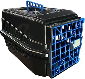 Mecpet Caixa de Transporte Azul para Cachorro e Gato, Tamanho Médio, Suporta até 12kg