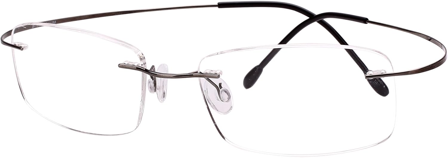 Agstum Marco flexible sin marco de titanio sin bisagras, lentes ópticos transparentes