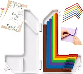 7 Pcs Paper Crafting Alignment Guides with Storage Case for Card Making Scrapbooking, Color-Coded Alignment Tools with Size Tabs 1/16 to 1/2 Inch for Card Making & DIY Crafts