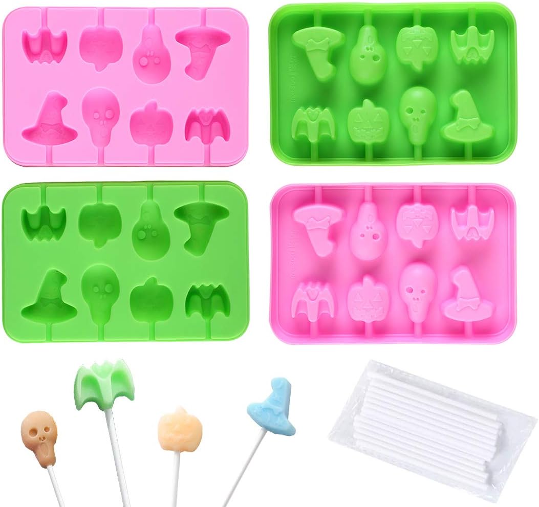 Halloween Candy Molds Silicone Lollipop Molds 4 Pcs Chocolate Lollipop Molds