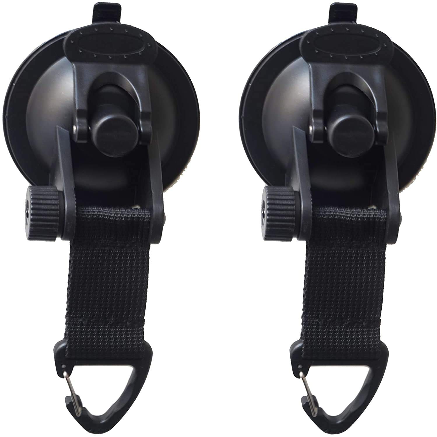 2 pack, Suction Cup Tie Downs, Heavy Duty Self-sticking Double suction, Suction Anchor Suction Cup with Straps For Car roof Boat Kayak SUP Trailer Transom Easy Tie Down Suction Strap Hook Holder