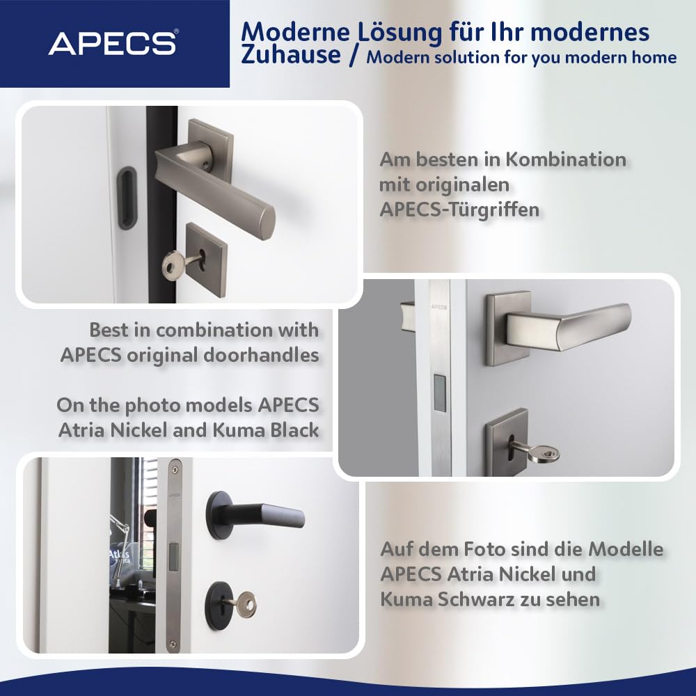 Serrure magnétique APECS, serrure silencieuse moderne avec serrure à plaque, pour portes intérieures de maison et de bureau, APECS 5300-MC-WC (WC)