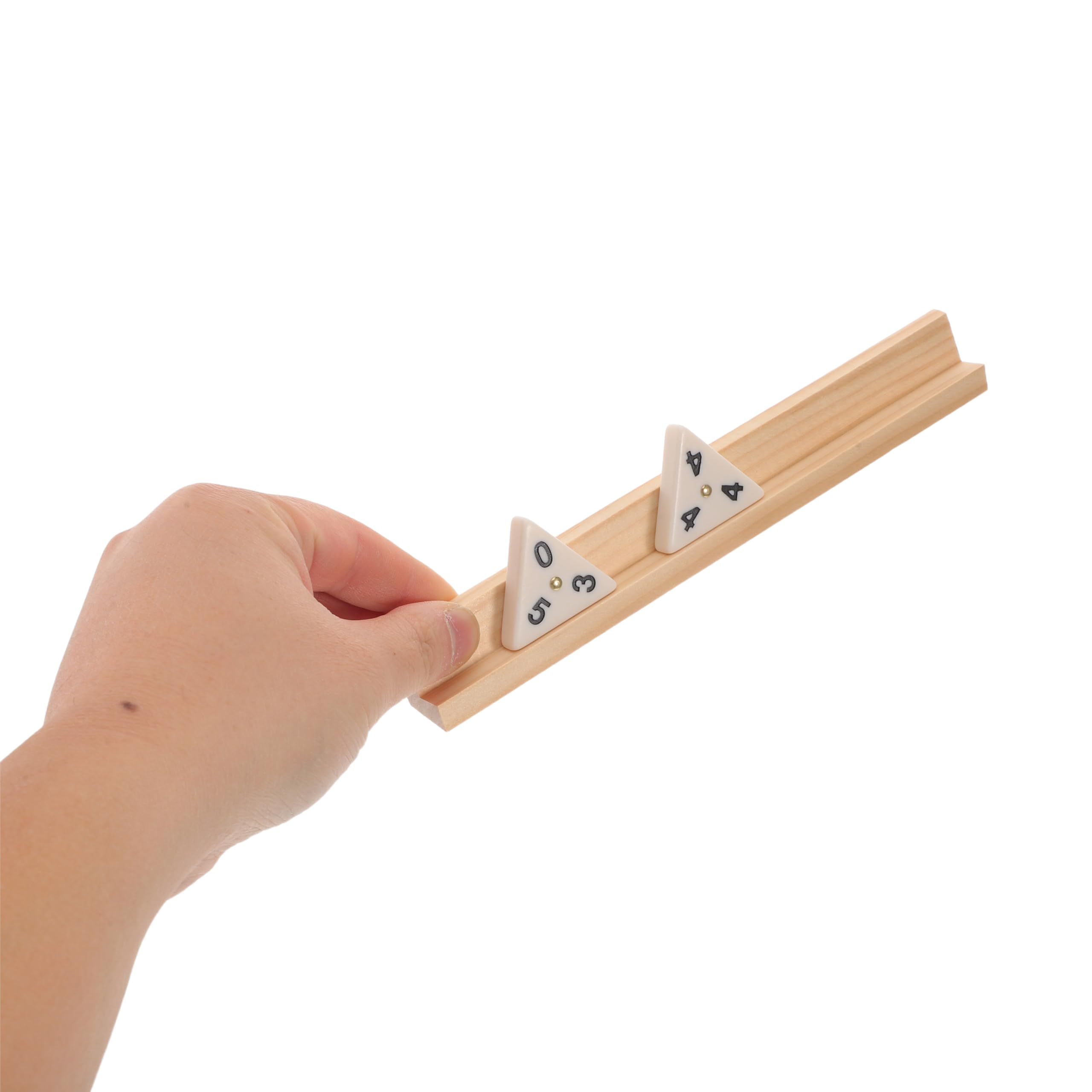 Dominó Triangular de Mesa 1 Set con Piezas Numéricas | Madera, Plástico y Poliéster, Soportes de Madera y Estuche Incluido, para Sesiones Familiares y Juegos de Mesa