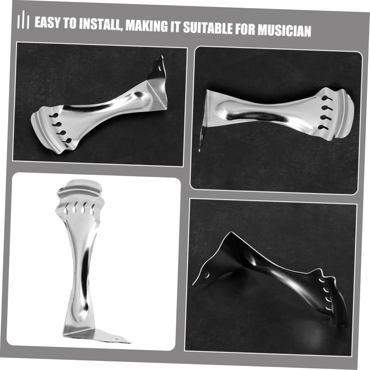 COSMEVIVI Metal Guitar Tailpiece Replacement for Resonator and Dobro 4-string Silver Ukulele Tailpiece