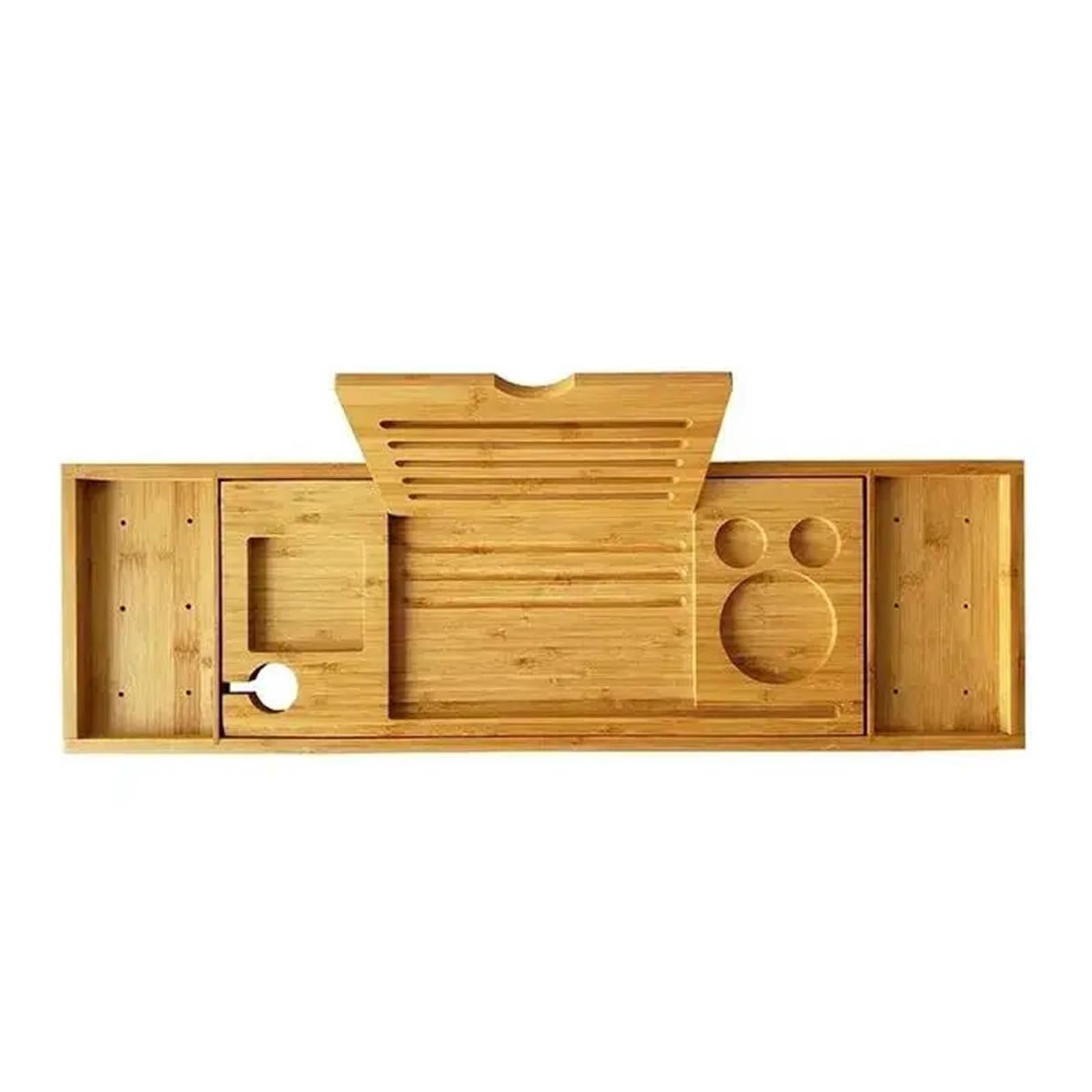 Bandeja extensible de bambú para bañera con soporte para vino, soporte para libros y tabletas, estante de baño antideslizante para relajación de spa y experiencia de remojo de lujo