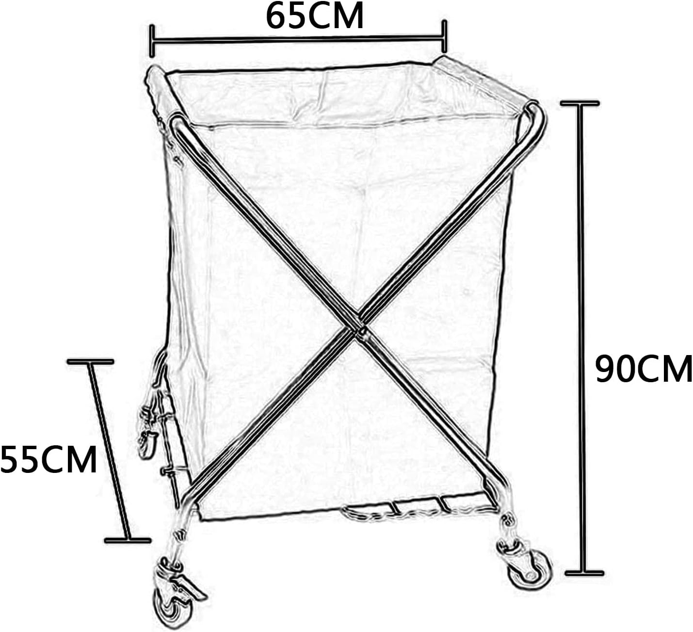 Commercial Stainless Steel Folding Laundry Sorter Basket - Removable Fabric Bags for Hotel Bins and Hamper - Laundry Trolley Cart on Amazon,B