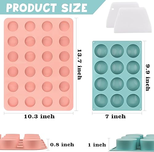 Miniatura 3 de Actvty Juego de moldes de silicona para tartas, moldes de silicona cubiertos de chocolate, moldes redondos de 24 cavidades con 2 espátulas para