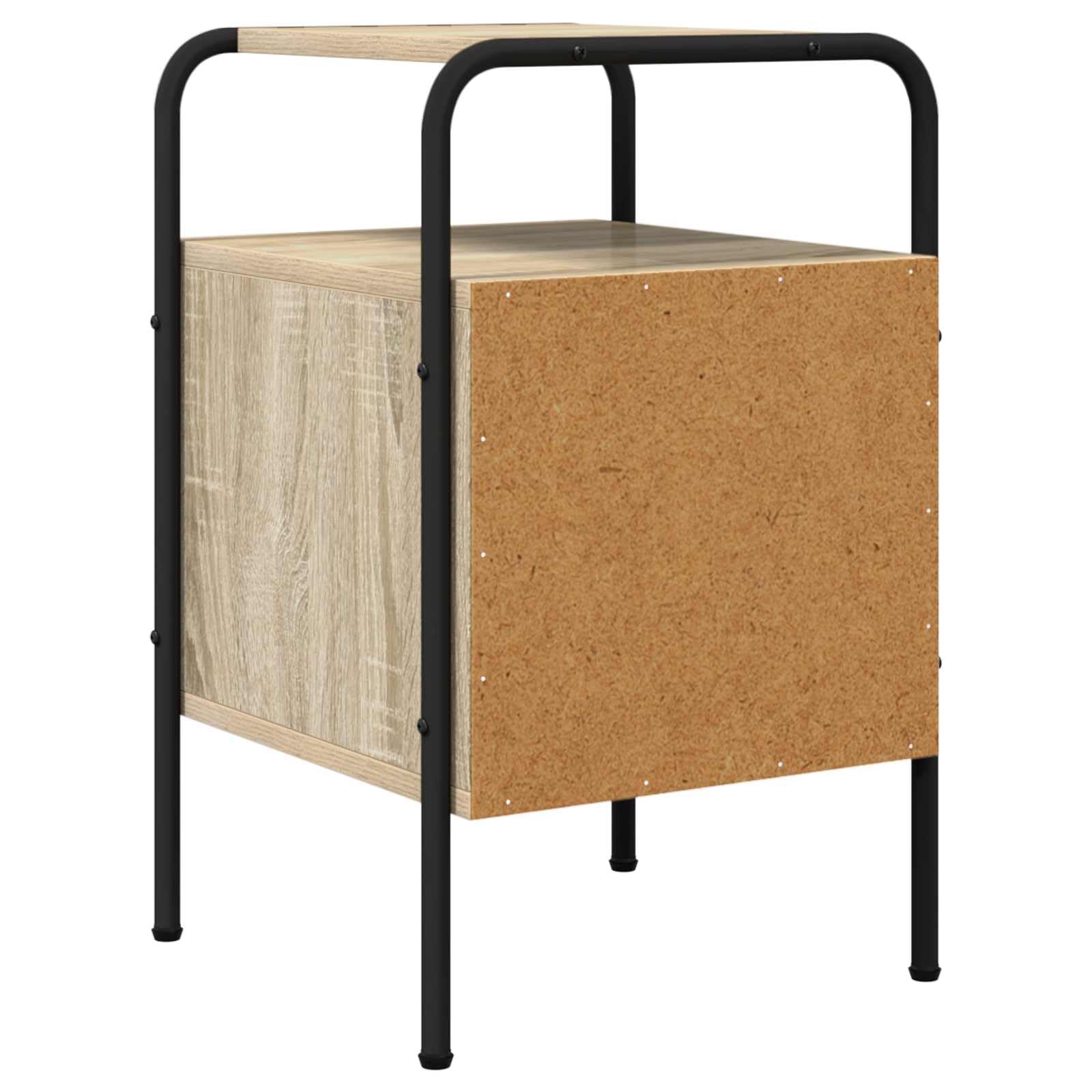 Armadio da notte in legno ingegnerizzato rovere sonoma con struttura in acciaio zincato, mobiletto moderno salvaspazio con anta e ripiano