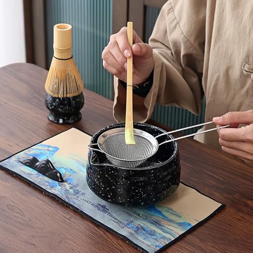 Mochachaju Black Mottled Matcha Whisk Set