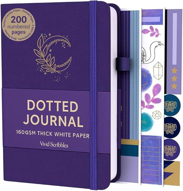 VIVID SCRIBBLES A5 Bullet DOTTED Journal – 160GSM Bleed-Proof Dotted Not...
