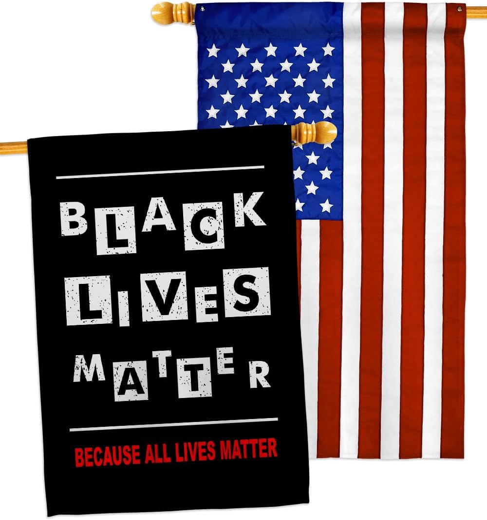 Black Lives Matter Justice for BLM House Flag - Pack Support Cause Anti Racism Revolution Movement Equality Social USA Applique - Decoration Banner Small Garden Yard Gift Double-Sided Made in 28 X 40
