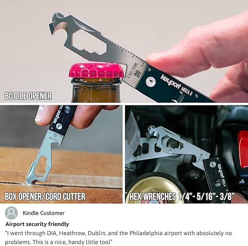 Miniatura 2 de Multiherramienta compacta de llavero 11 en 1 con clip de bolsillo y paraPull – Abrebotellas, abrebotellas, cortador de cables, mini destornilladores