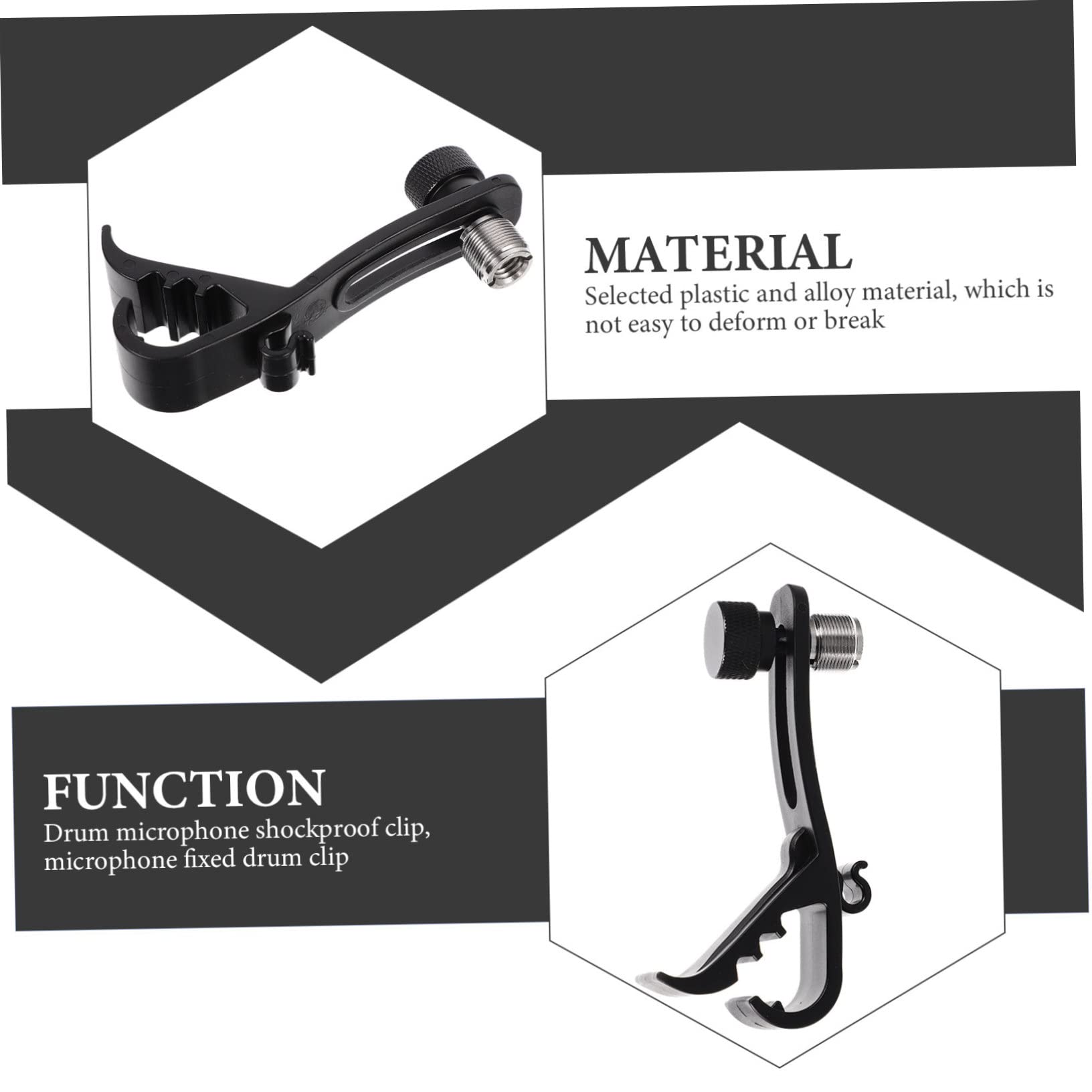 BELLIFFY Stable Drum Clip Adjustable Height Shock Mount Mic Clip for Microphone Fixing