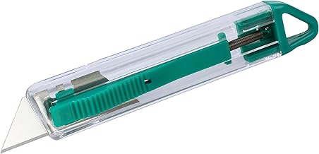 wolfcraft Sicherheits-Trapezklingen-Messer aus Kunststoff, 4135000, Zum sicheren Schneiden von Karton, inklusive einer Trapezklinge