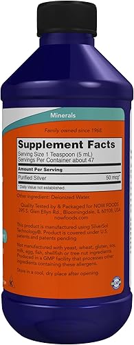 Miniatura 2 de NOW Supplements, Silver Sol 10 PPM con plata elemental y agua desionizada, líquido, 8 onzas