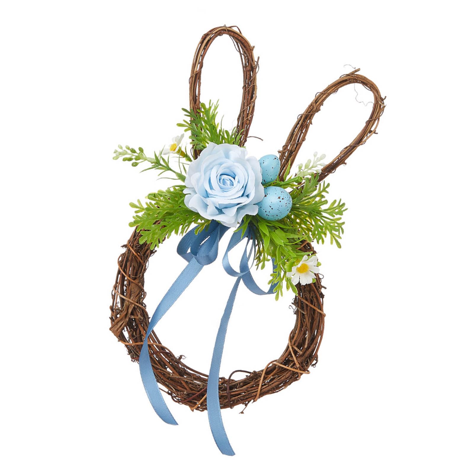 Jazuaiao Easters Wreath with Rabbits Decorative Easters Wreath Rabbits Designs Garlands Ornament for Door and Window Colorful Eggs Decors