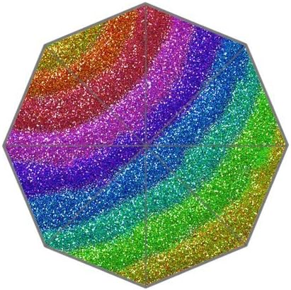 Custom Auto Foldable Umbrella Rainbow Glitters 3D Printed Design