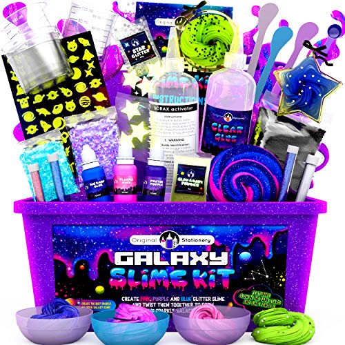 Original Stationery Galaxy Slime para Niños Kit Galaxy Slime Estrellas Que Brillan en la Oscuridad y Polvo de Slime para Hacer Slime Brillante y Galáctico!