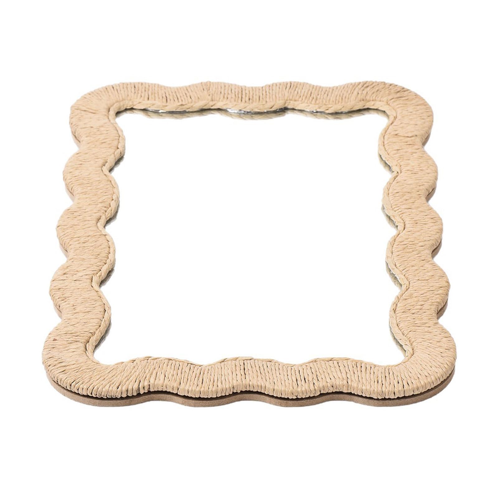 Kaeltsyn Woven Frame Wall Mirrour Modern Decorative Vanity Rustics Farmhouse Wall Decors for Bathroom, Living Room Bathroom