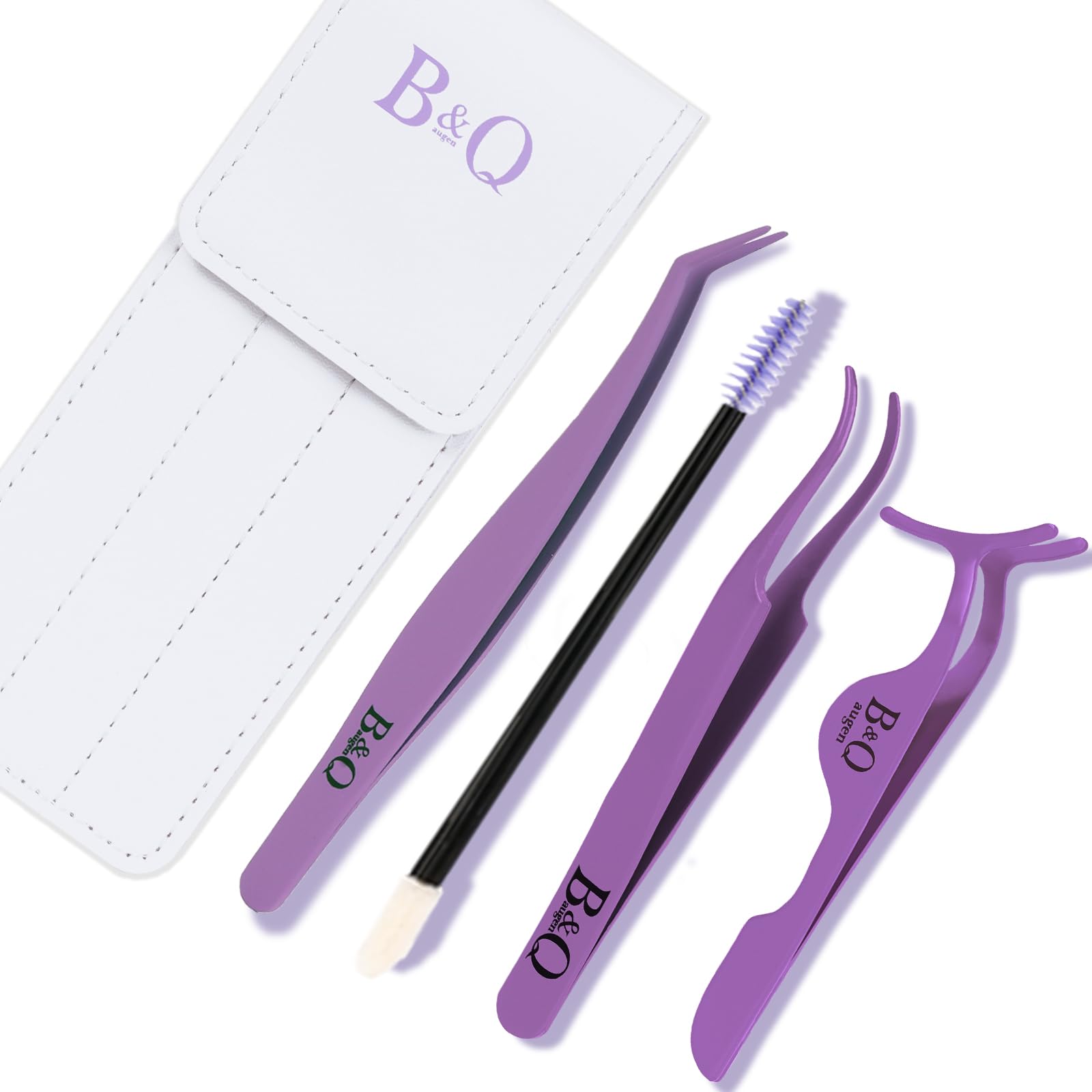 B&Q Eyelash Applicator Tool 3 PCS Lash Applicator Tool Kit Lash Tweezers for Eyelash Extensions Application Tool and Removal （Purple,3 PCS）