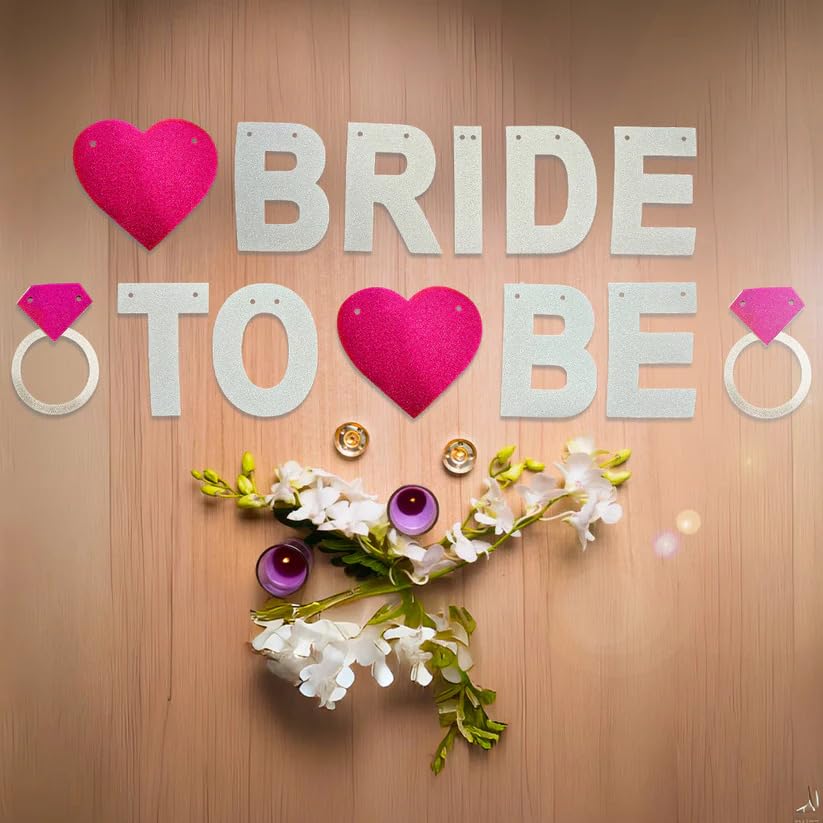 PartyToko Bridal Shower Decorations, Pre-Strung Bride to Be Banner - Gold Glitter, Bachelorette Party Decorations, Bridal Shower Decor Sign, Wedding Shower Decorations 1pcs 4
