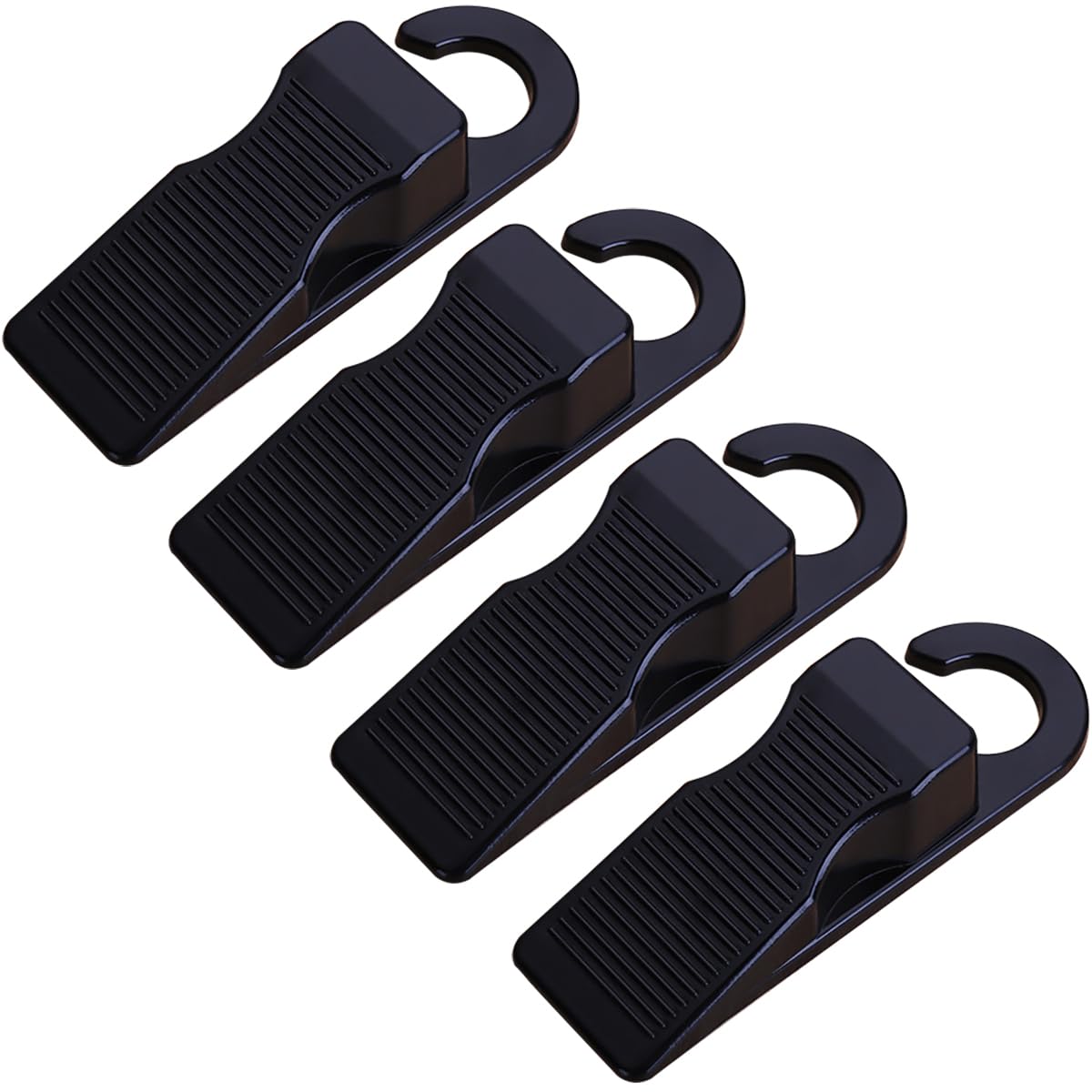 Door Stoppers for Bottom of Door,Rubber Door Stopper Wedge,Cute Door Stop with Handle,Heavy Duty Doorstop 4 Pack,Black
