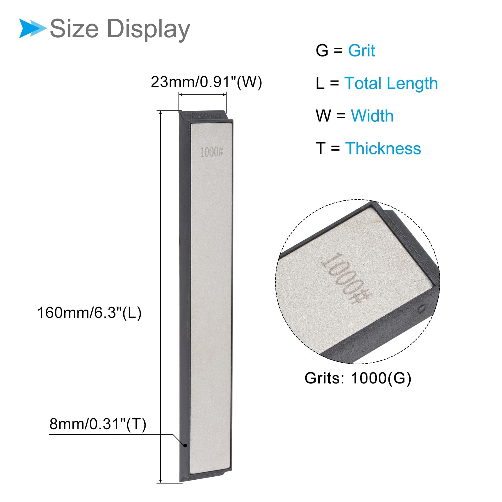 CoCud Diamond Whetstone Sharpening Stone, 1000 Grit 6.3" x 0.91" Total Size, Sharpener Abrasive Tool - Image 2