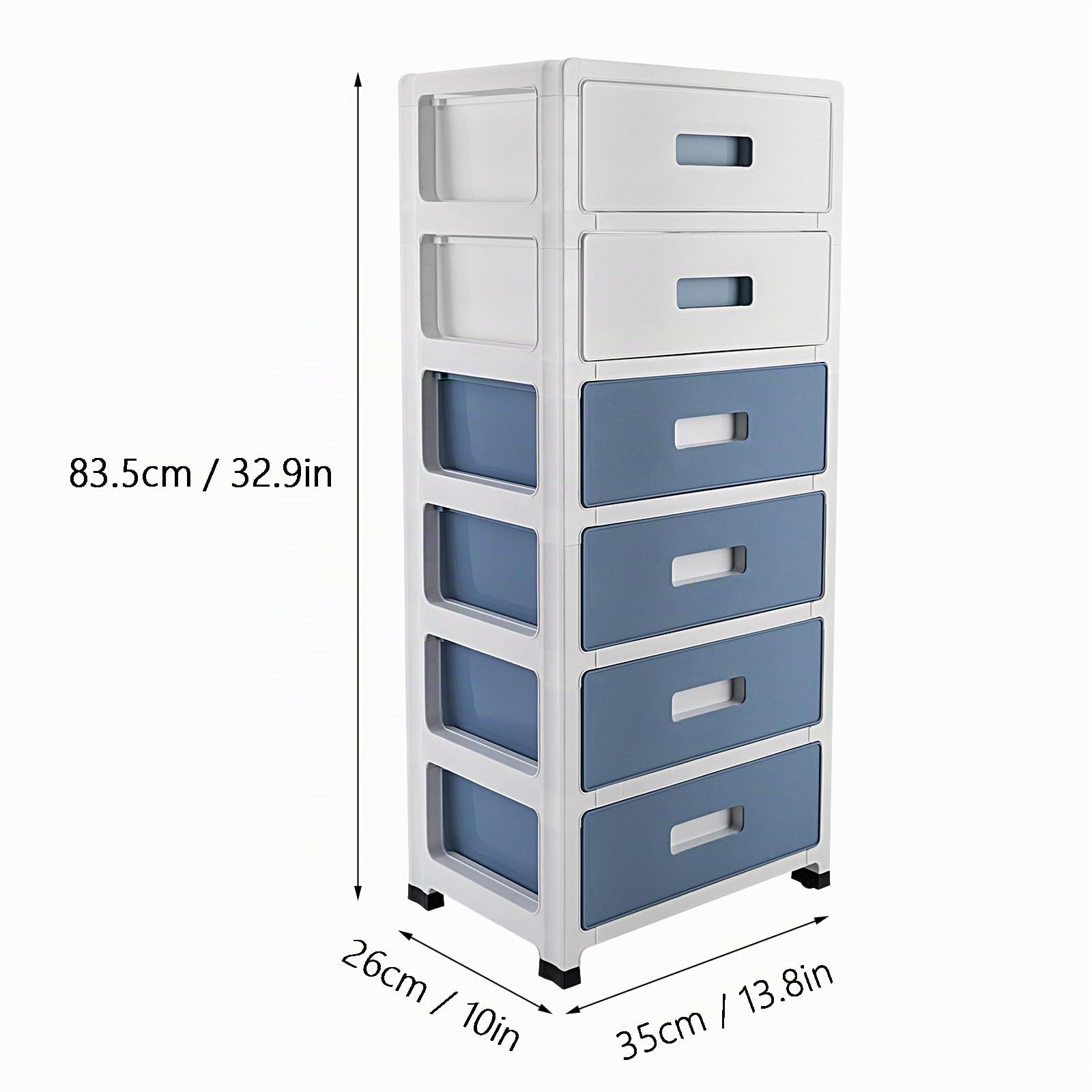 Cajonera organizadora con 6 cajones y ruedas, de plástico, con cajones, caja de plástico, armario con ruedas para cosméticos, servicio de té, artículos de artesanía, 35 x 26 x 83,5 cm